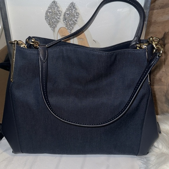 ❤️ Coach Horse and Carriage Jacquard Dalton 31 Blue Shoulder Bag EUC - Picture 3 of 10